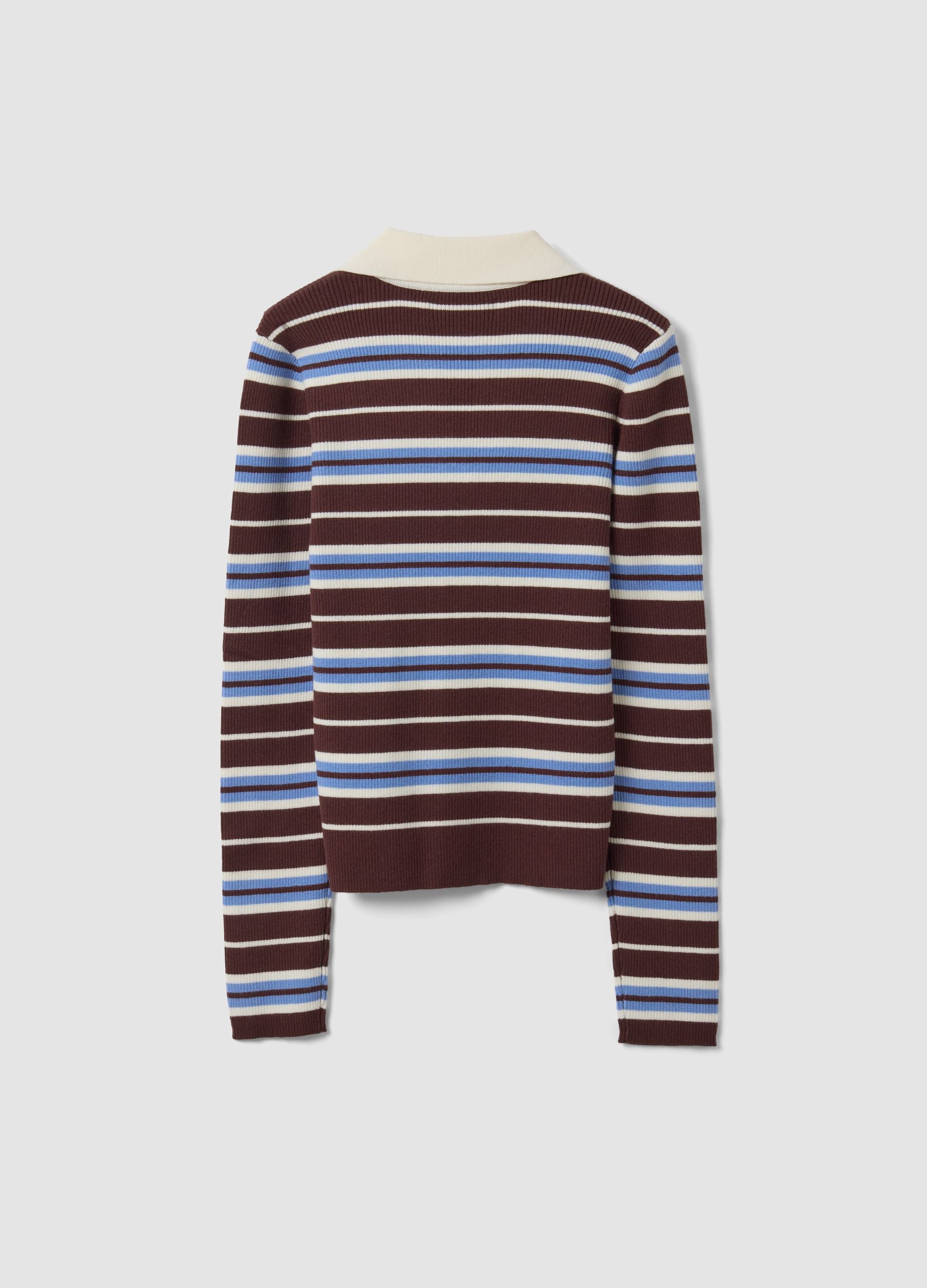 Maglia multicolor a righe in misto viscosa colletto polo fitted