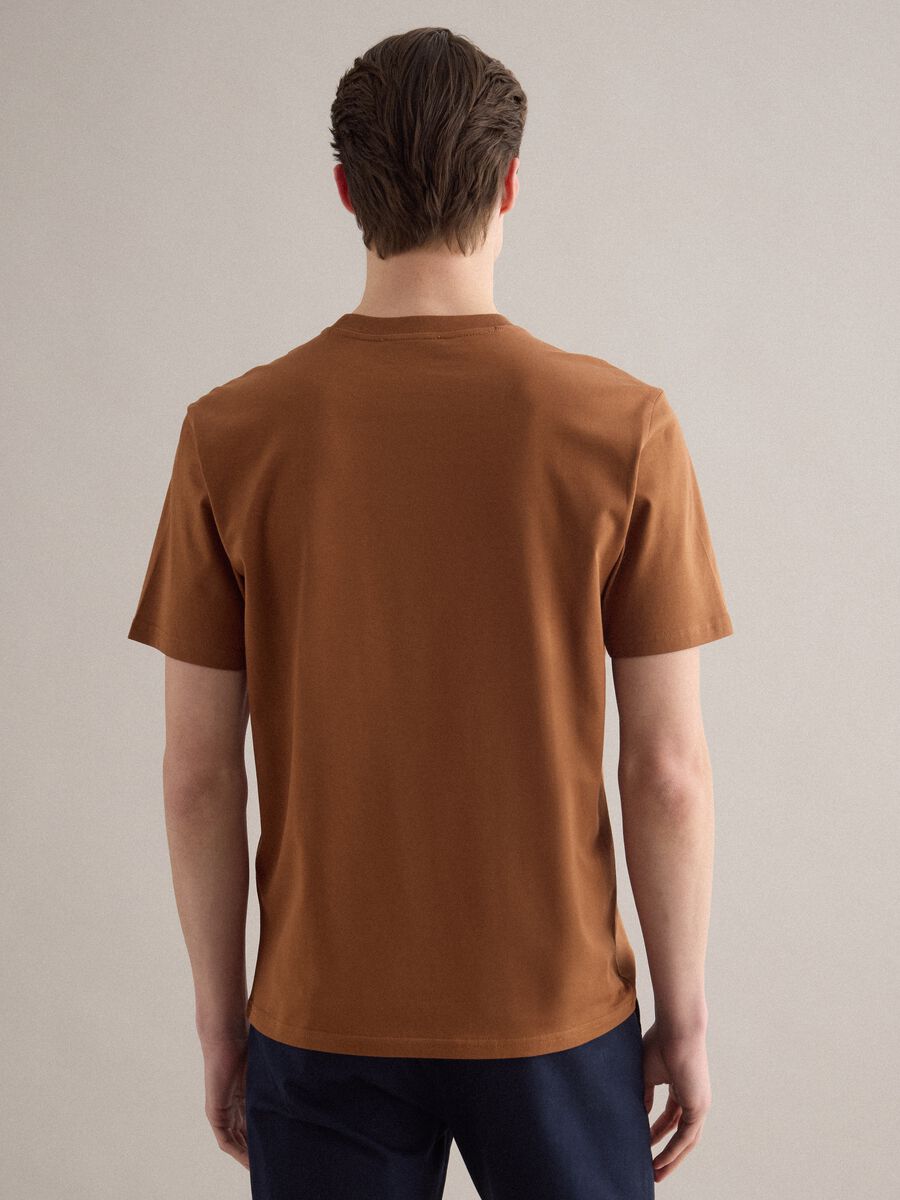 Brown crew neck pure cotton t-shirt relaxed fit_2