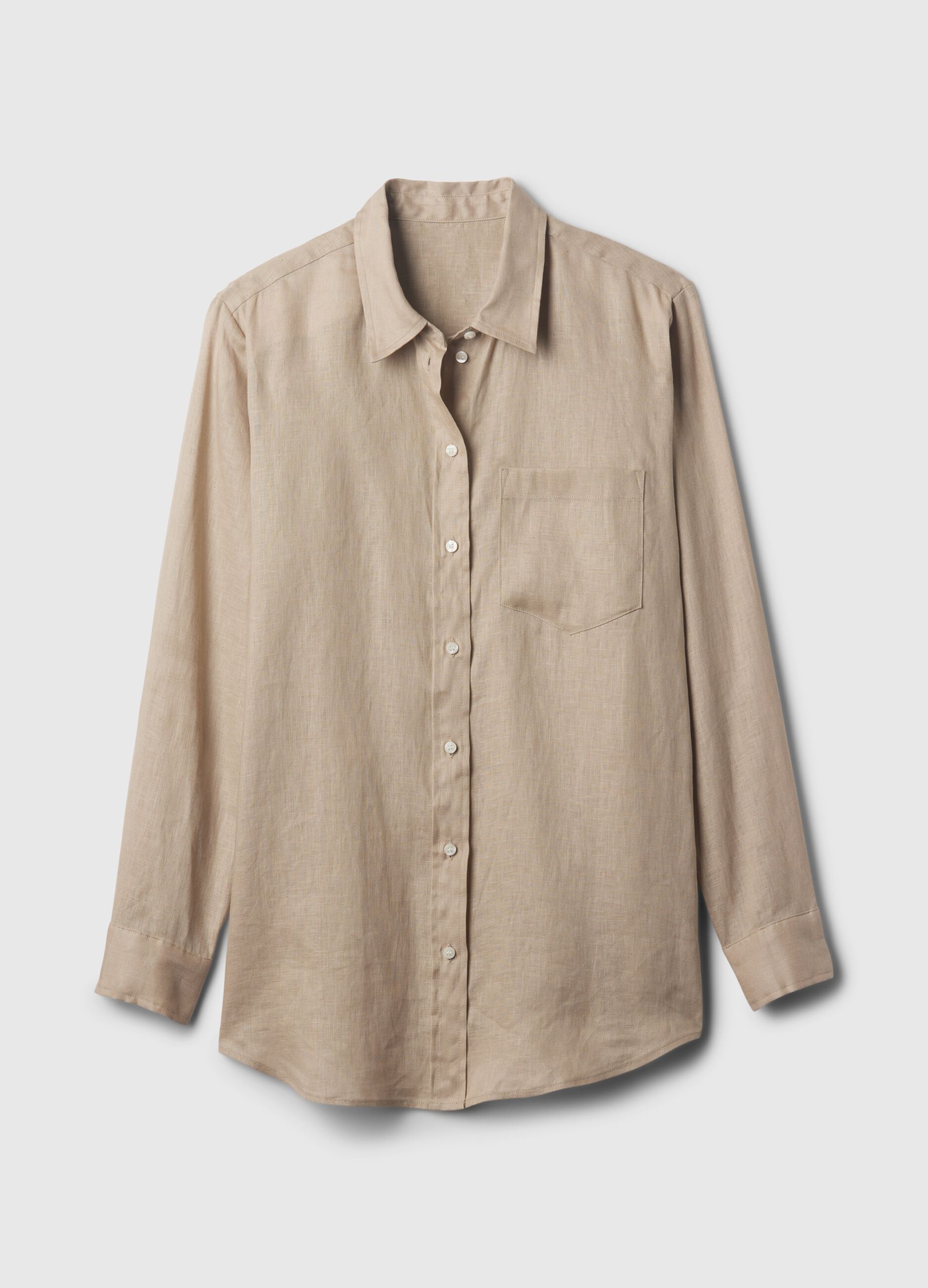 Camicia boyfriend fit in lino con tasca