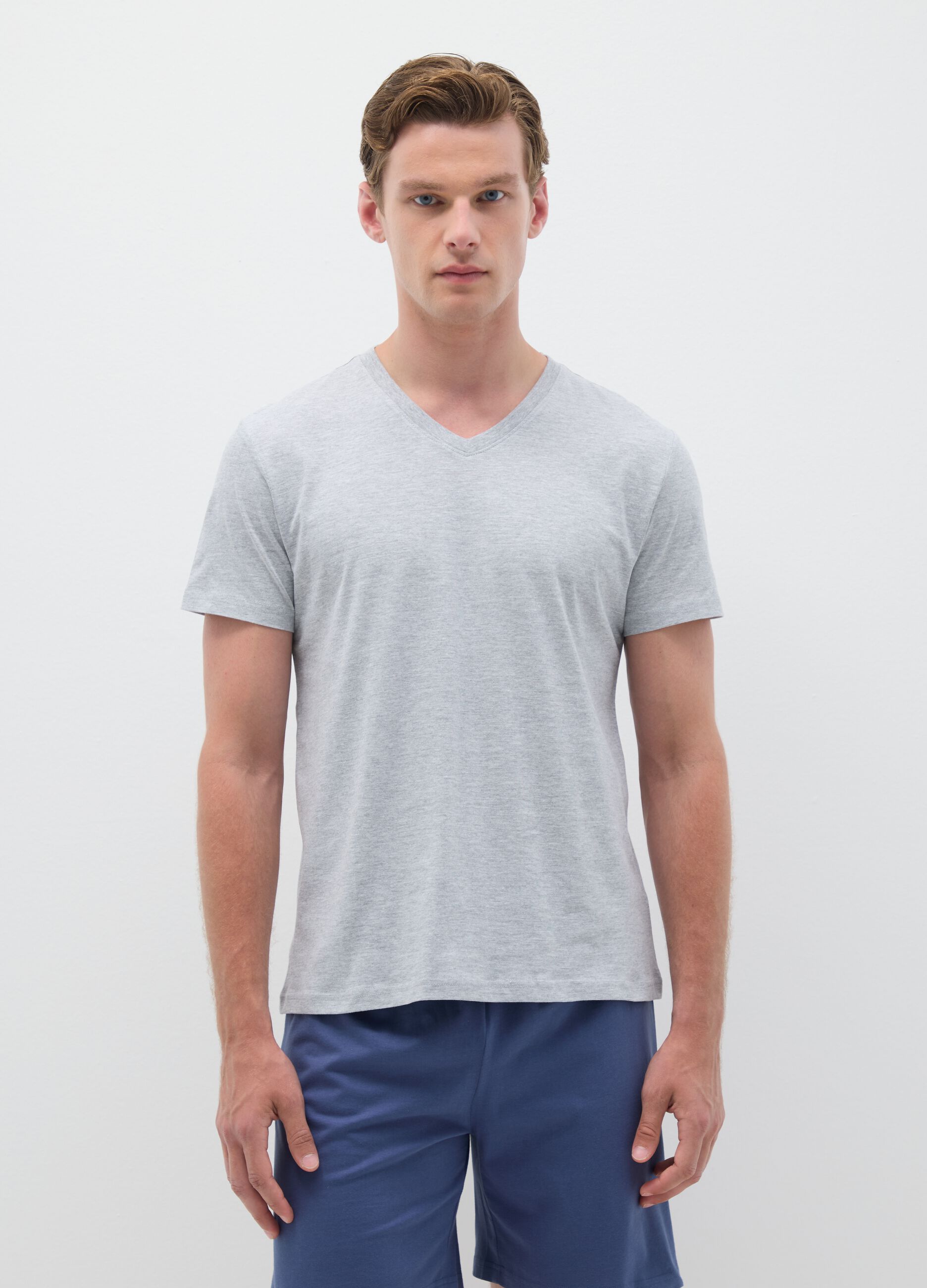 Grey regular fit pure cotton pyjamas