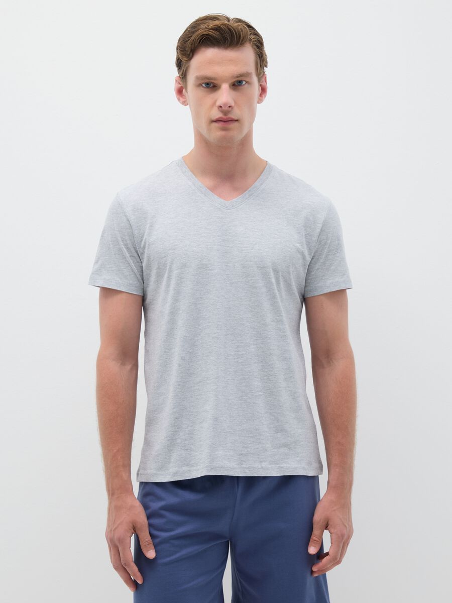 Grey regular fit pure cotton pyjamas_1
