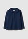 Regular fit stretch cotton blue polo with ruffles for girls_0