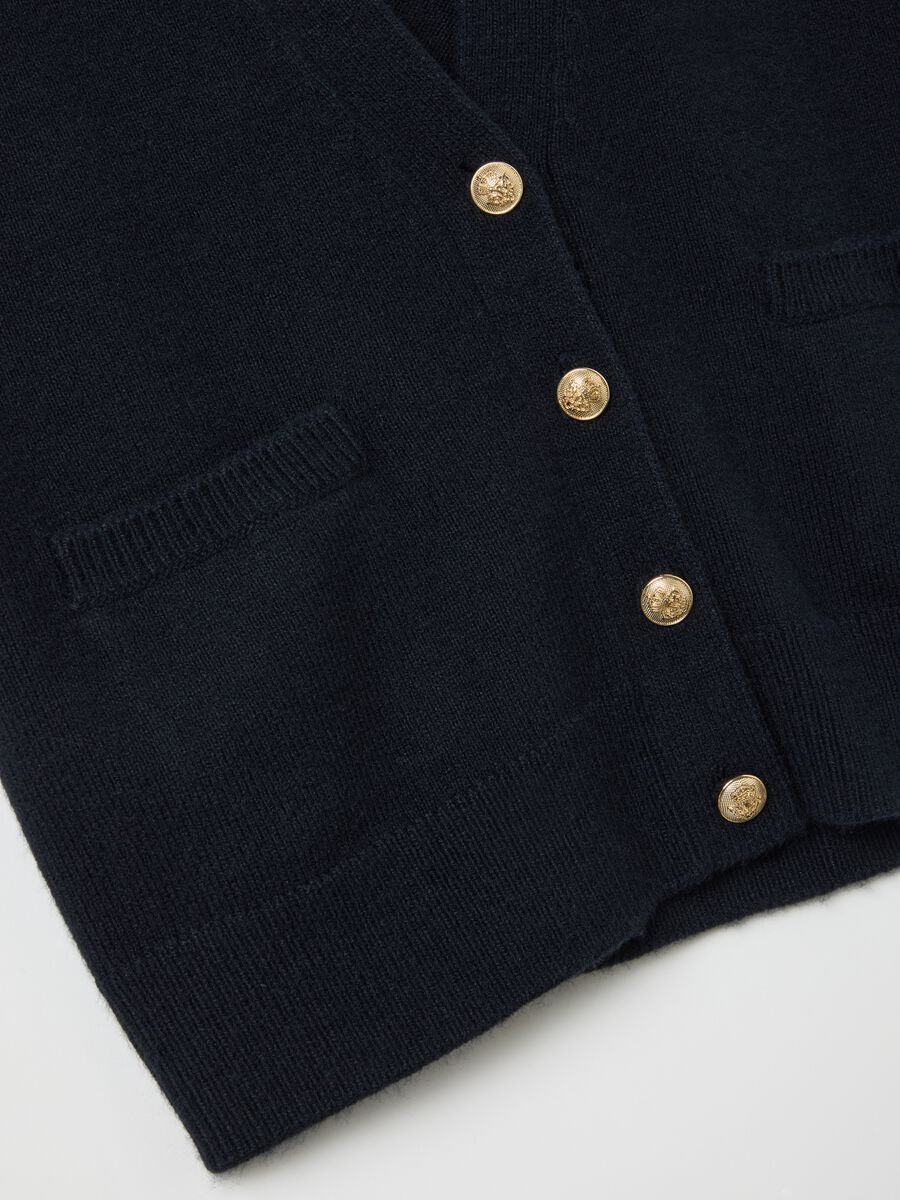 Gilet blu lungo con bottoni_5