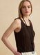 Tank top marrone in crochet di puro cotone_0