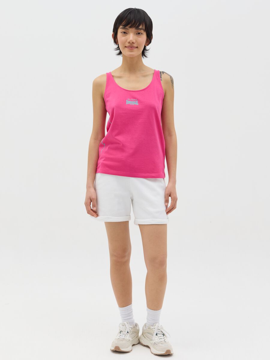 Fuchsia tank top with logo print_1