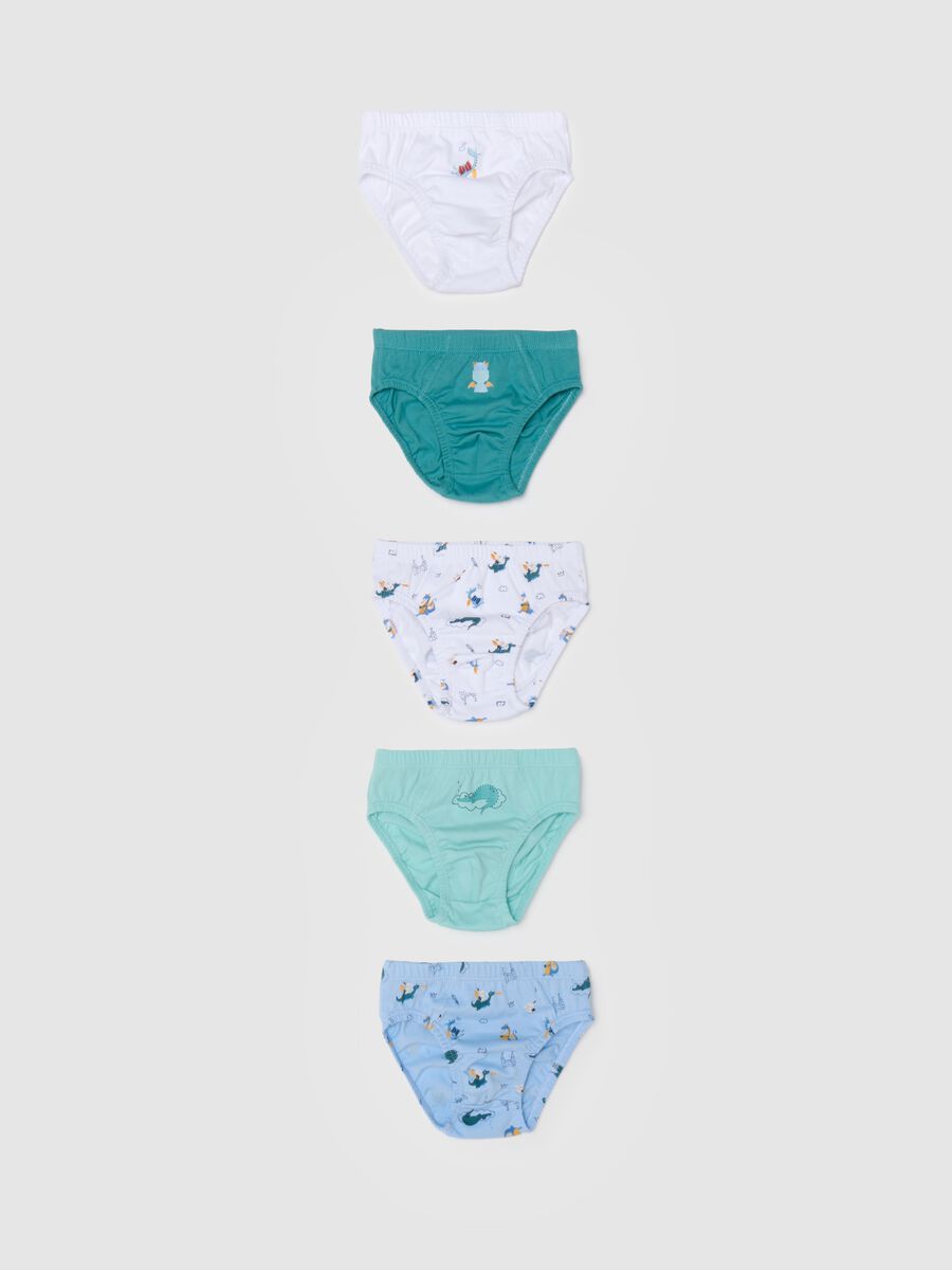 Set of 5 boys' briefs in multicoloured pure cotton_0