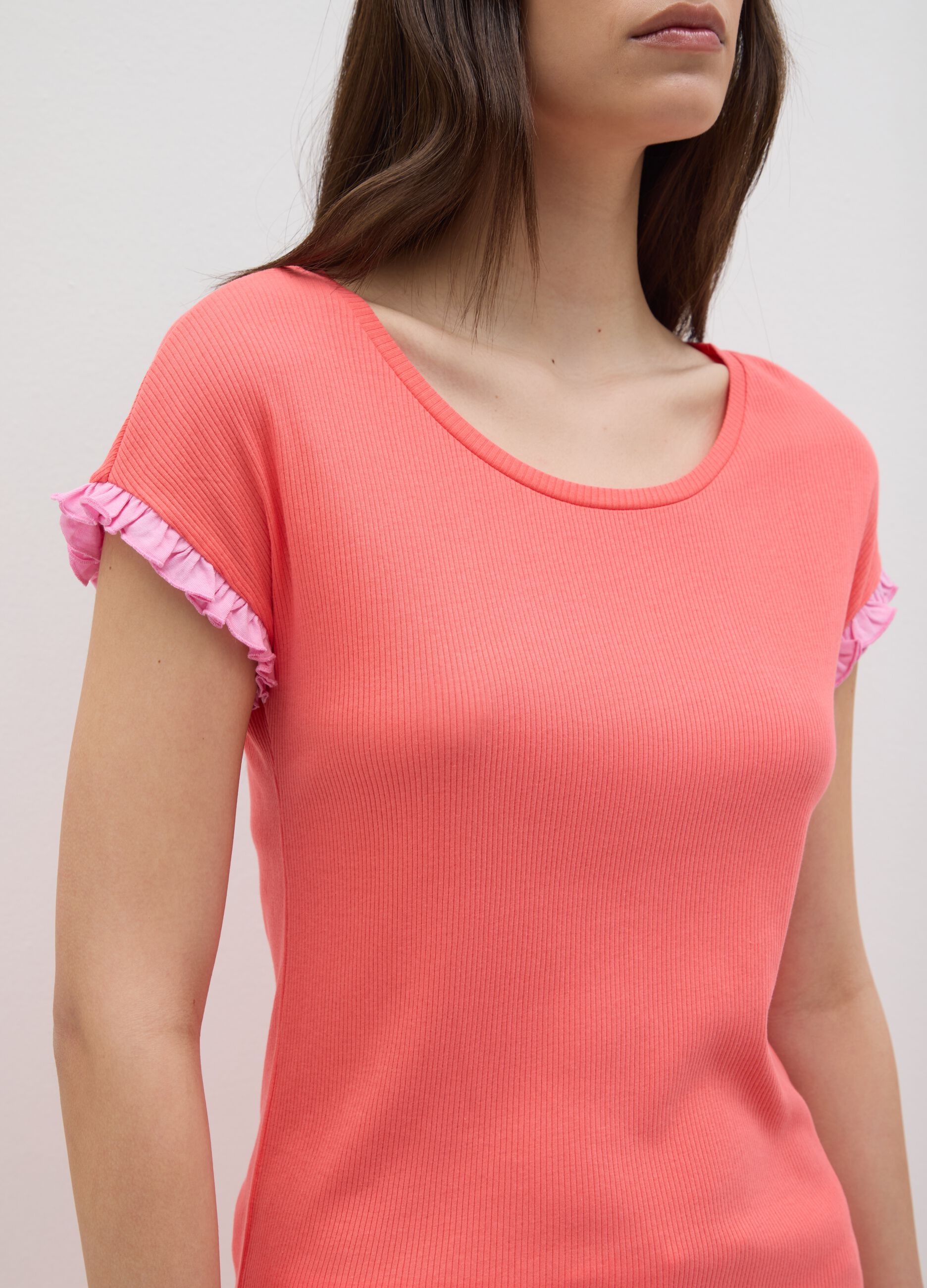 Top pigiama da donna in puro cotone arancione