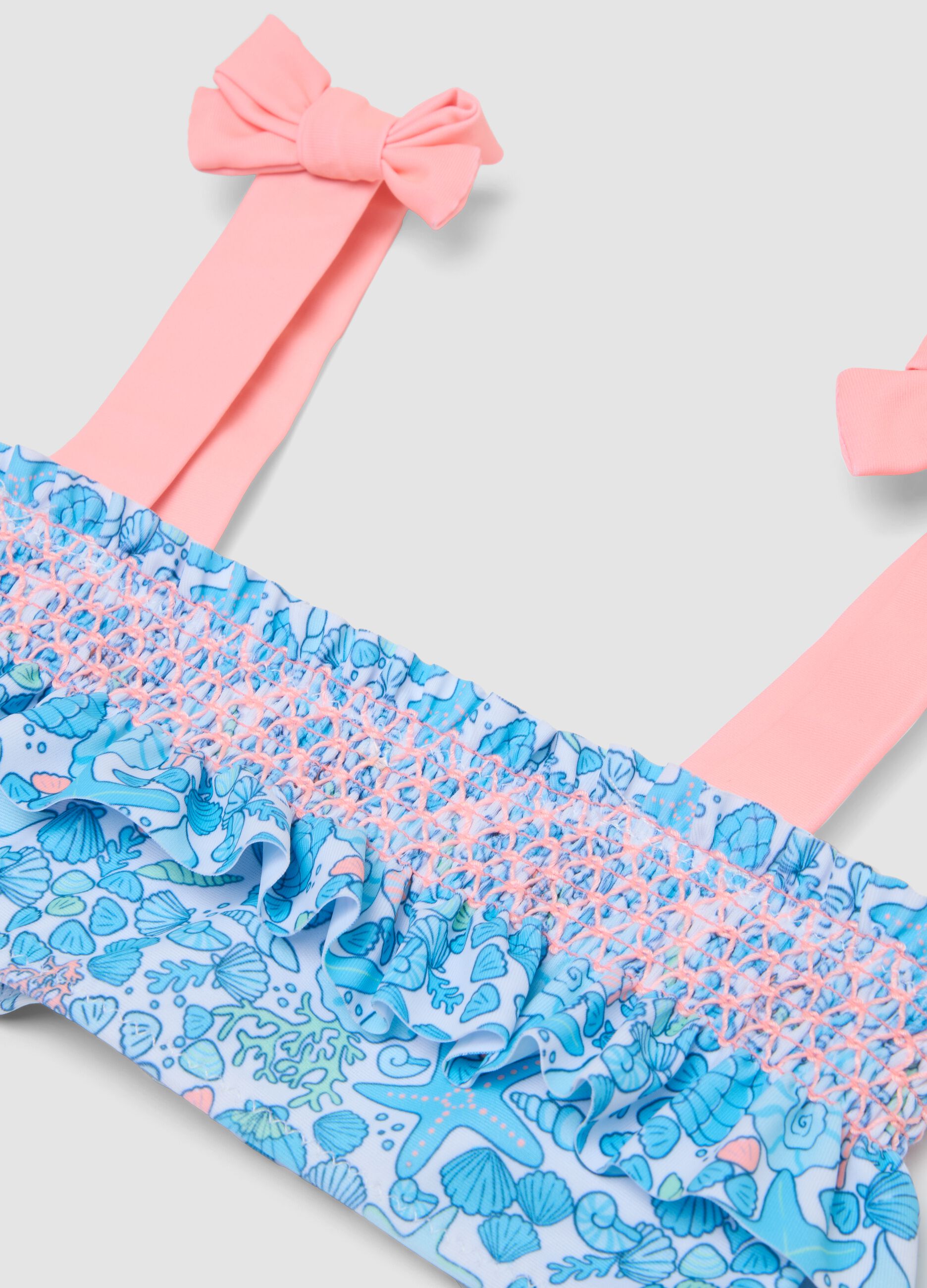 Blue girls&rsquo; bikini with nautical print