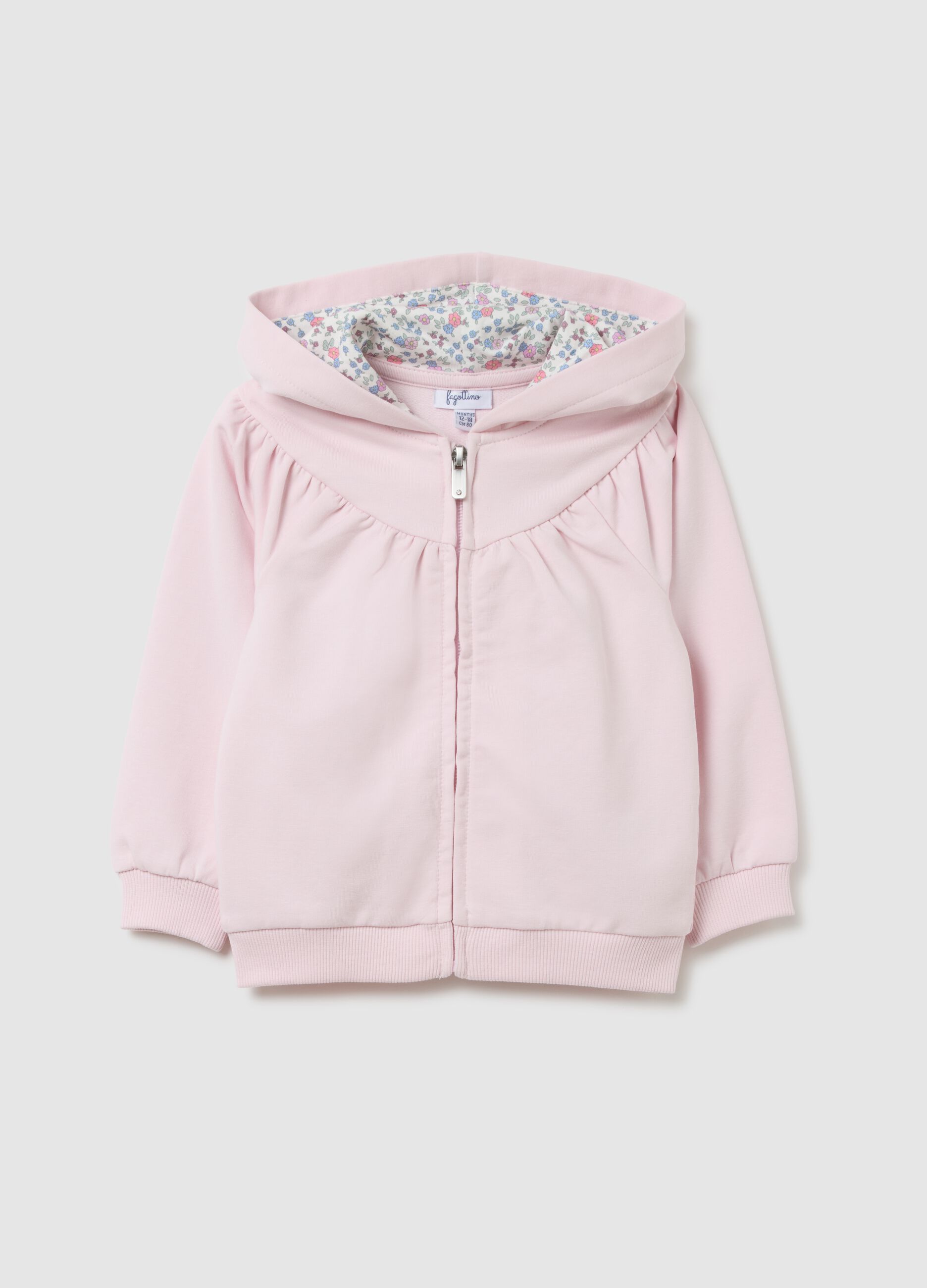 Girl's pink cotton jacket regular fit
