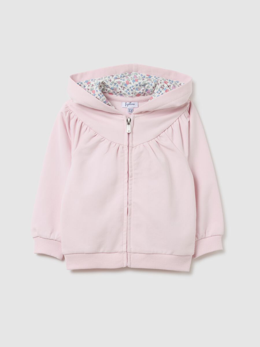 Girl's pink cotton jacket regular fit_0