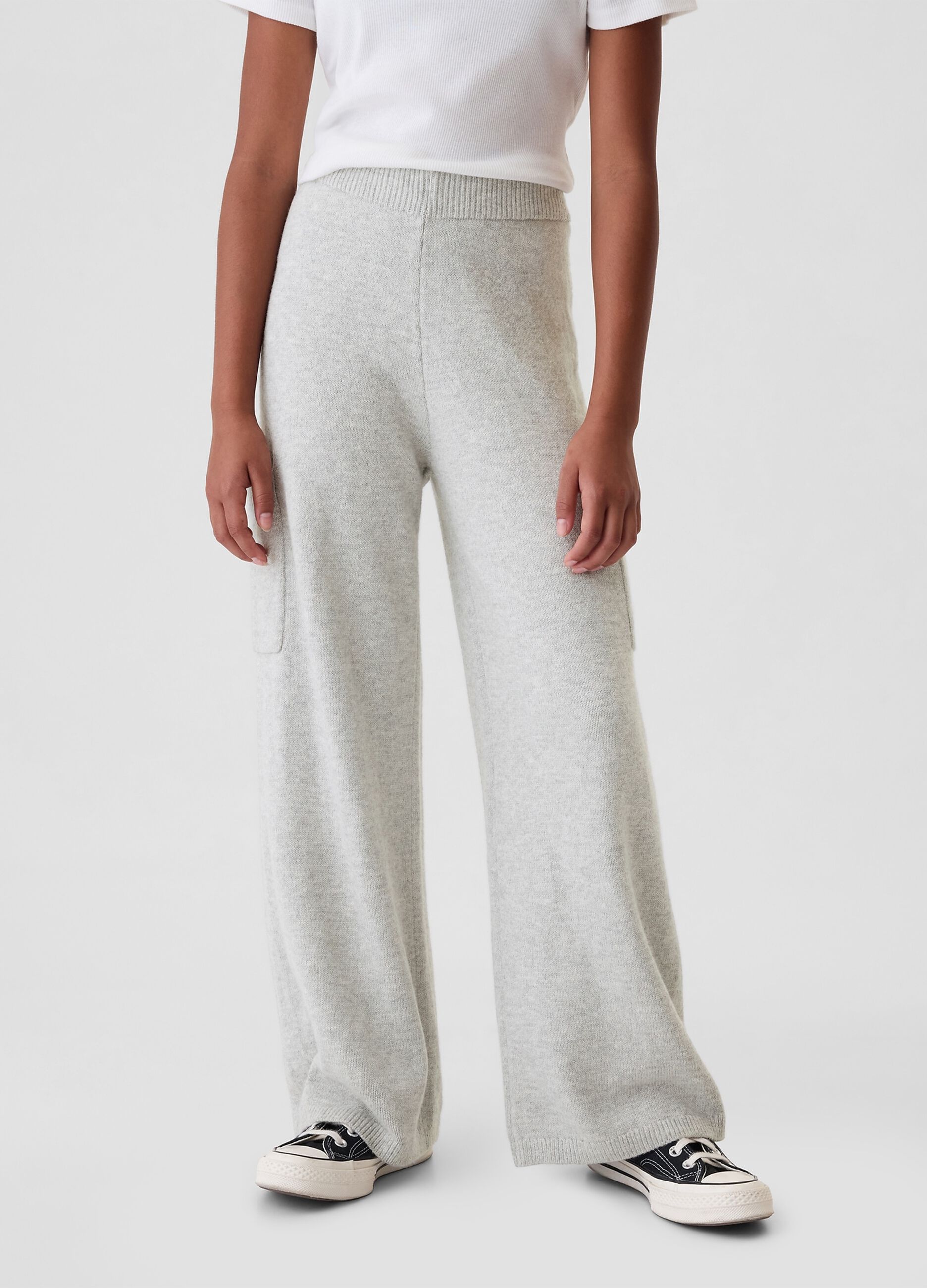 Wide-leg knit trousers