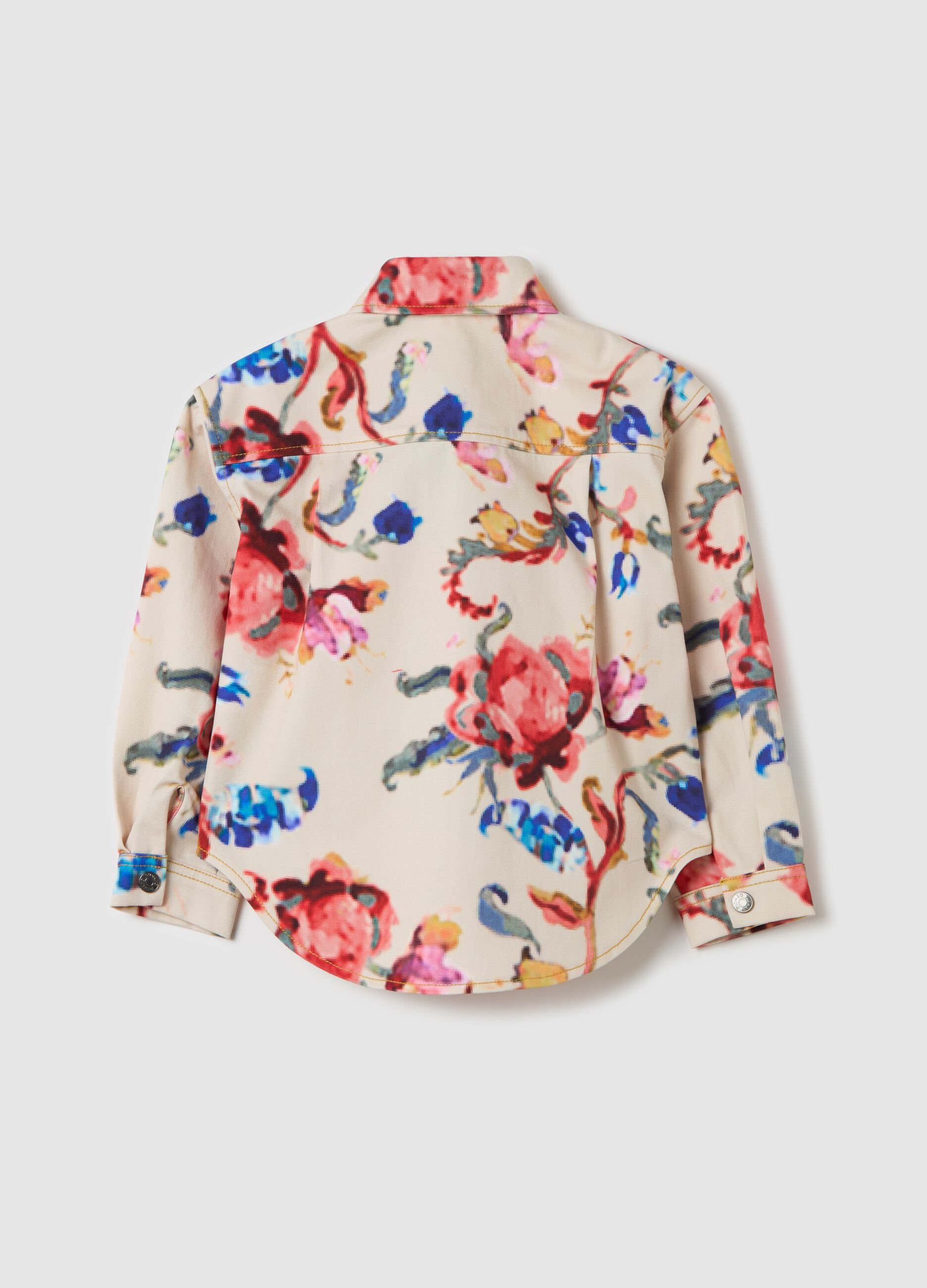 Cotton shacket with floral pattern