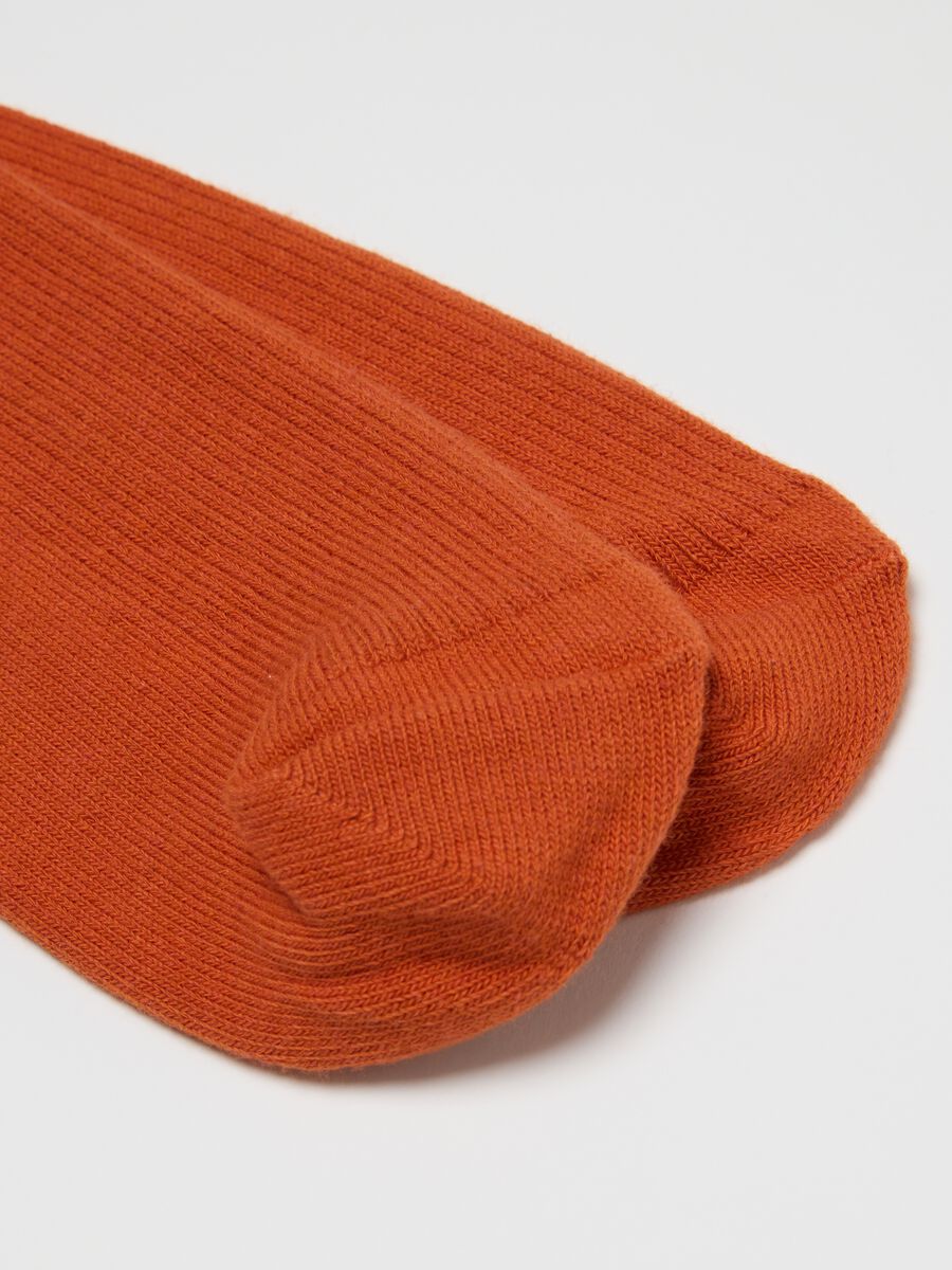 Calze midi arancioni in misto cotone_2