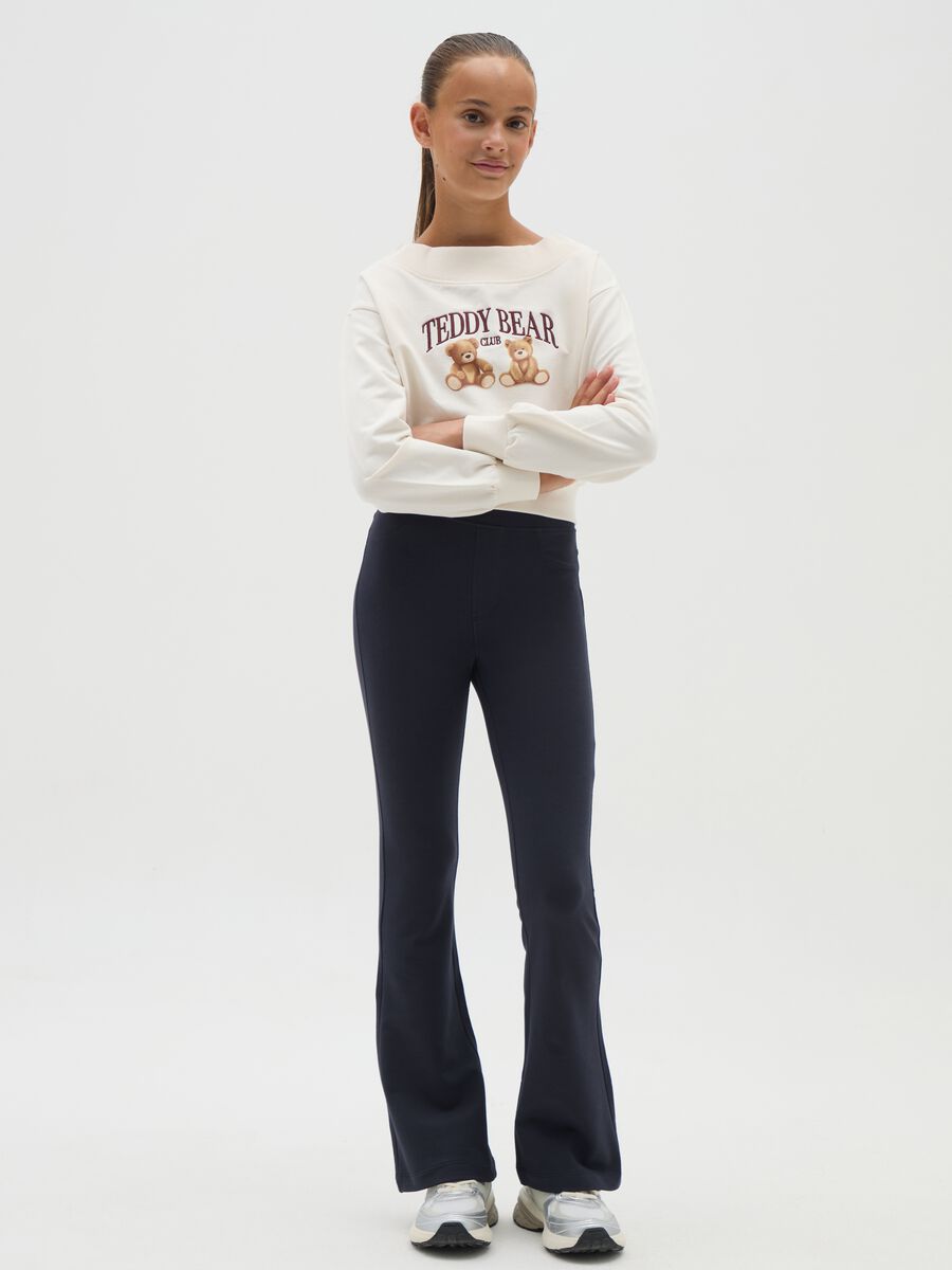 Girls' Blue Slim Fit Stretch Cotton Leggings_1