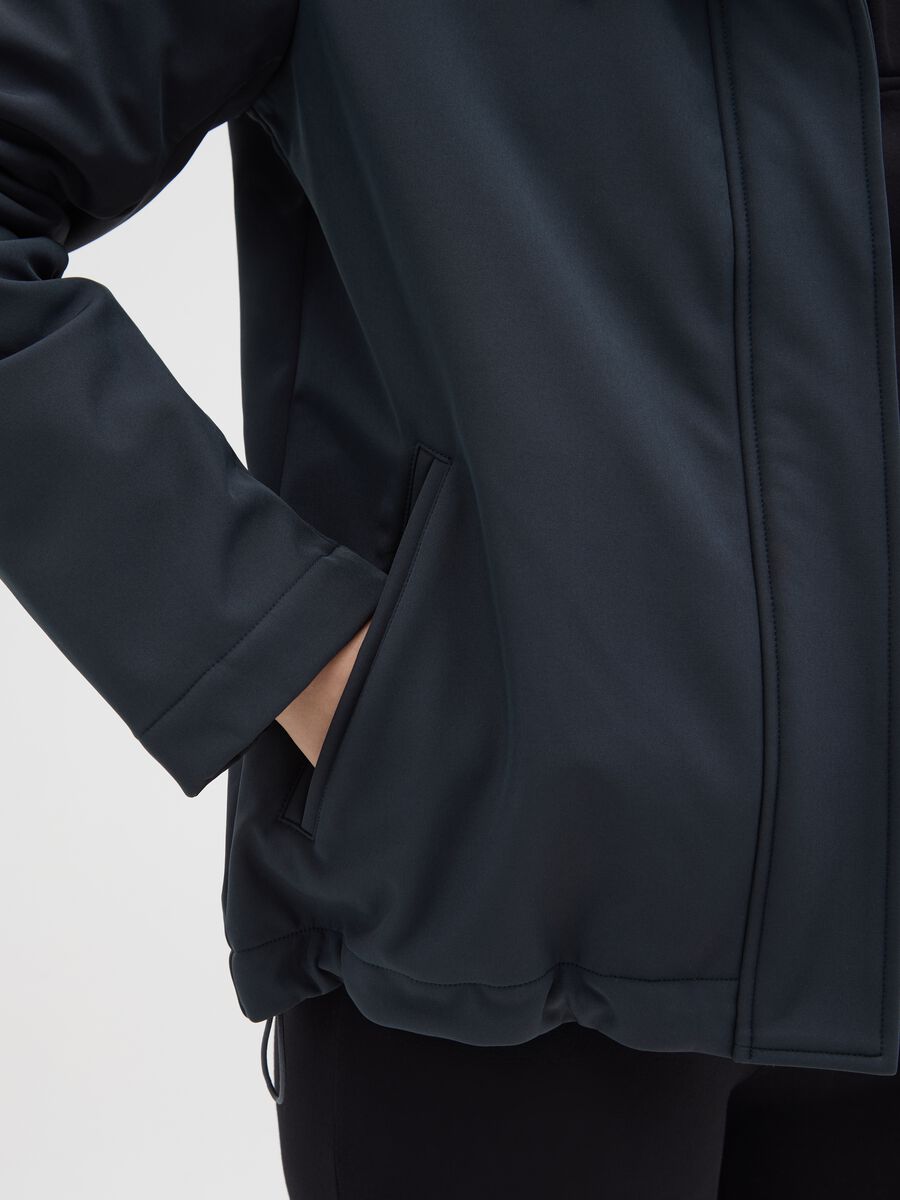 Giubbotto con cappuccio blu regular fit e zip_4