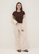 Beige wide leg jogger trousers_0