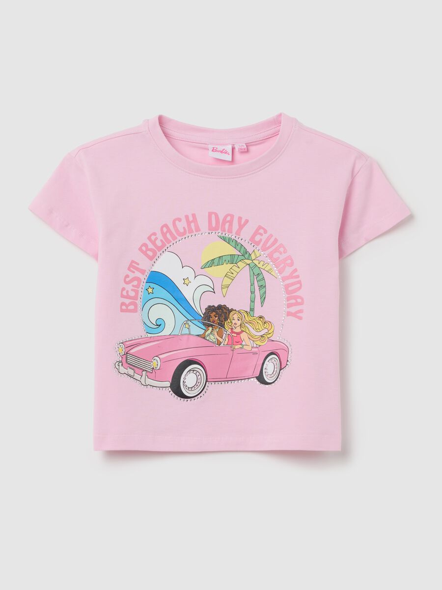 Pink Barbie print stretch cotton T-shirt_0
