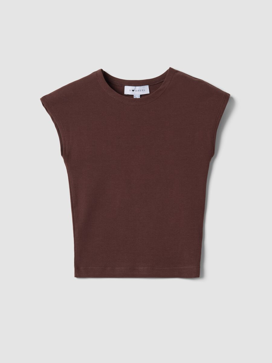 Brown Stretch Cotton Fitted Tank Top_4