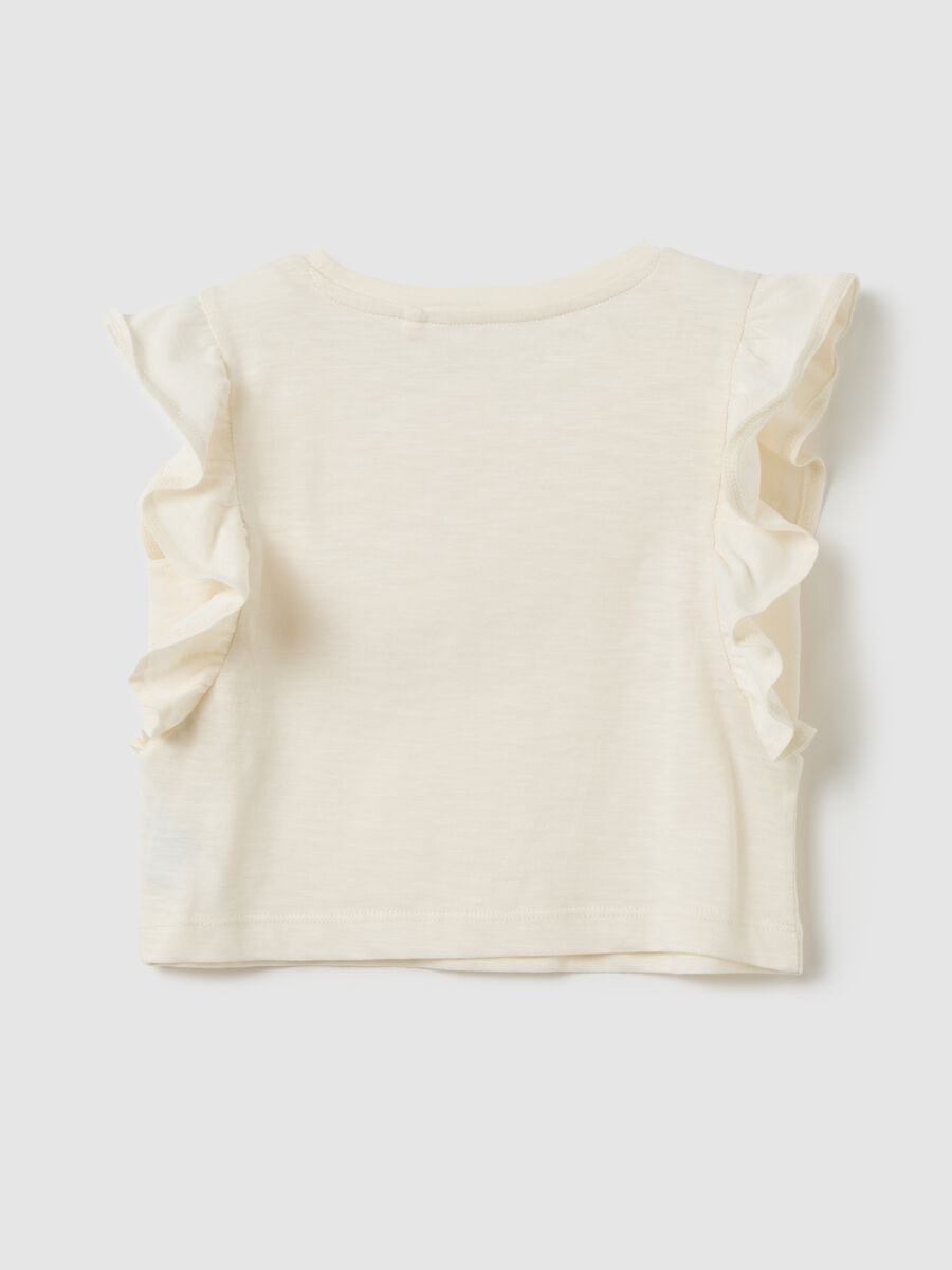 White pure cotton girls' regular fit cropped top with ruffles_1