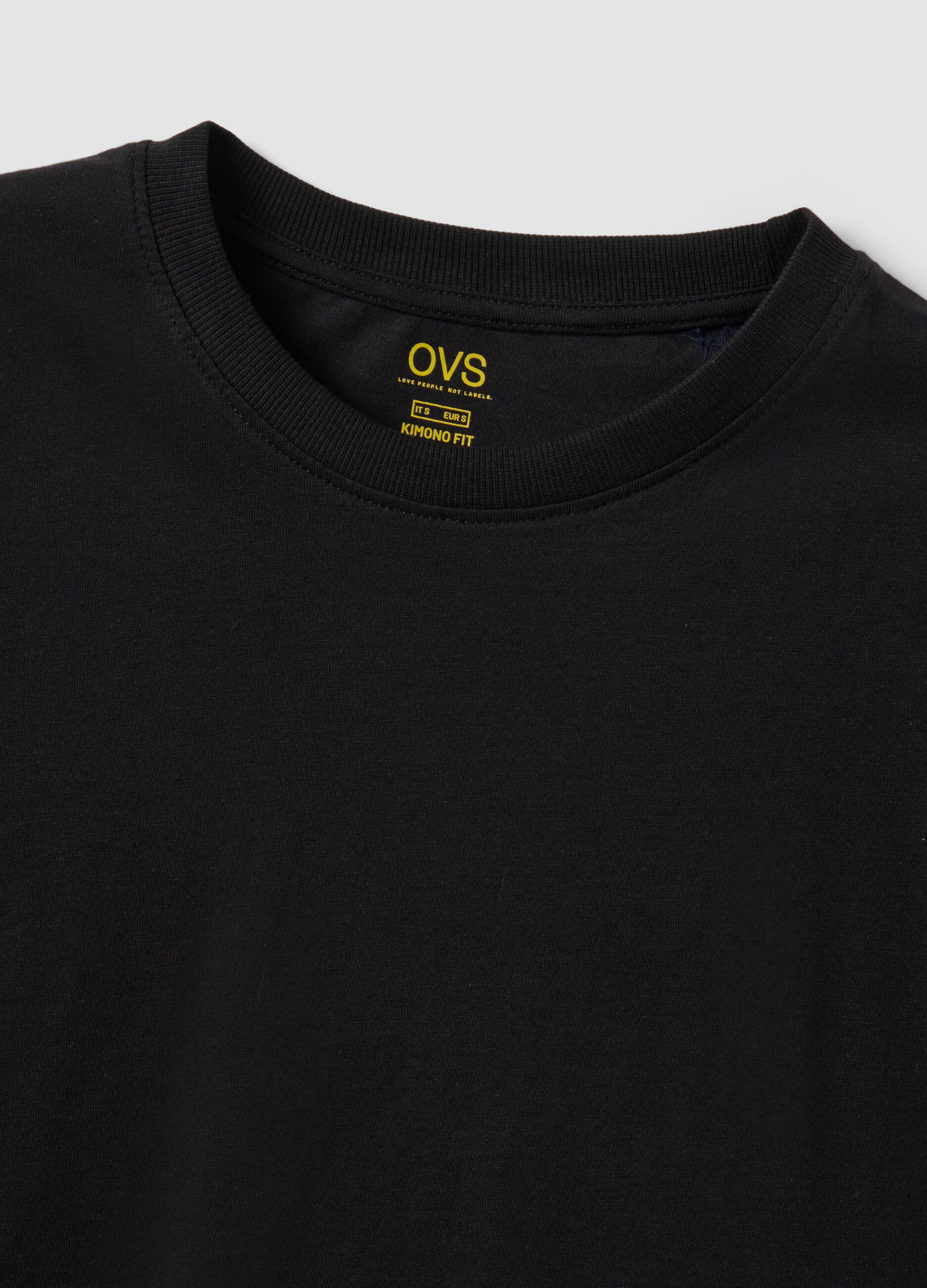 Black fitted short-sleeve pure cotton T-shirt