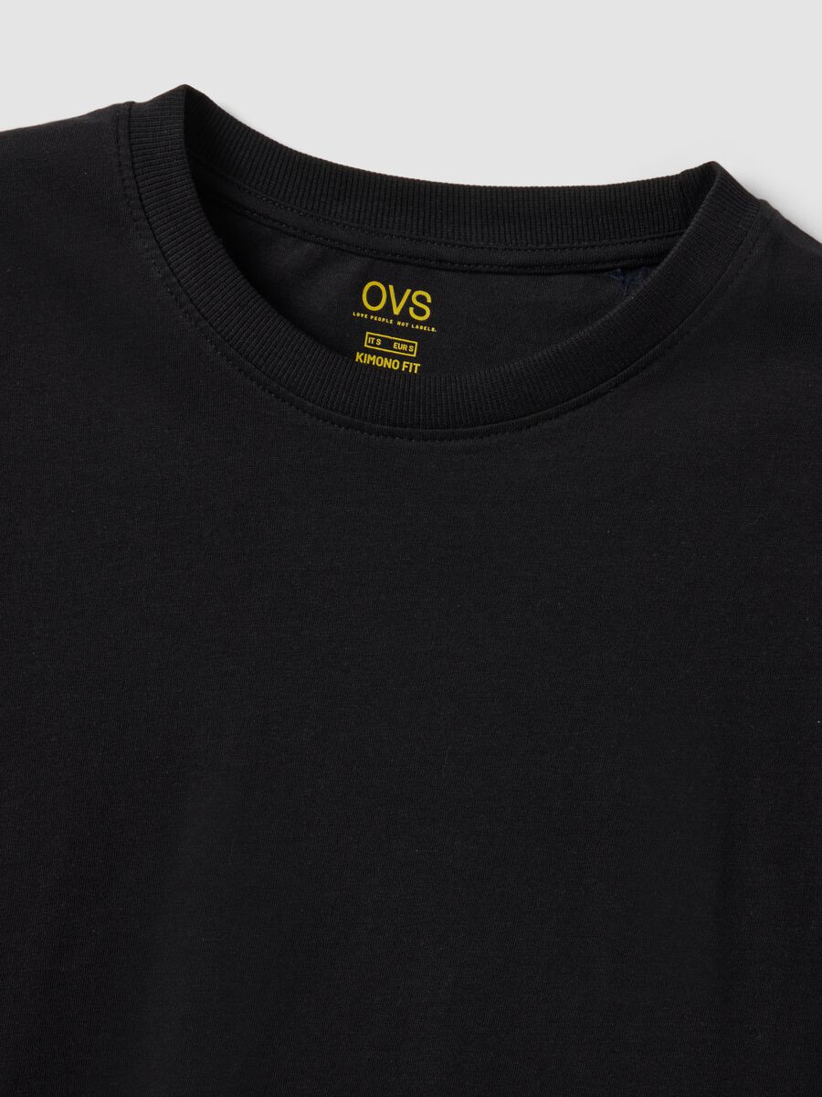 Black fitted short-sleeve pure cotton T-shirt_5