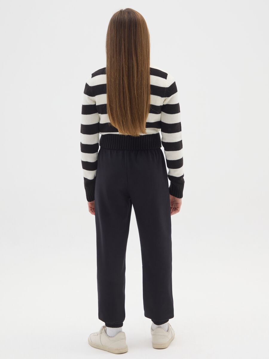 Jogger da ragazza in puro cotone nero regular fit_1