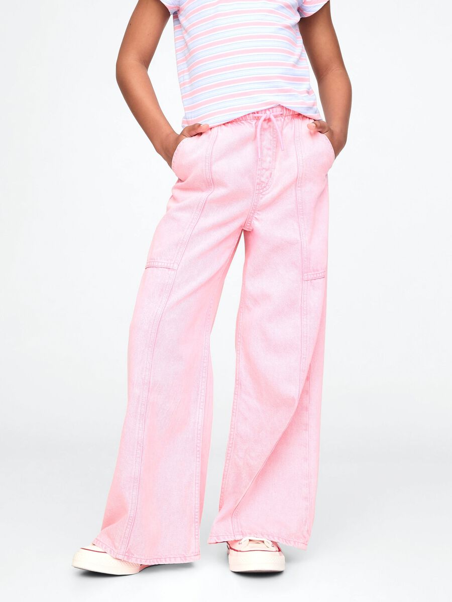 Pink wide-leg trousers with drawstring_1
