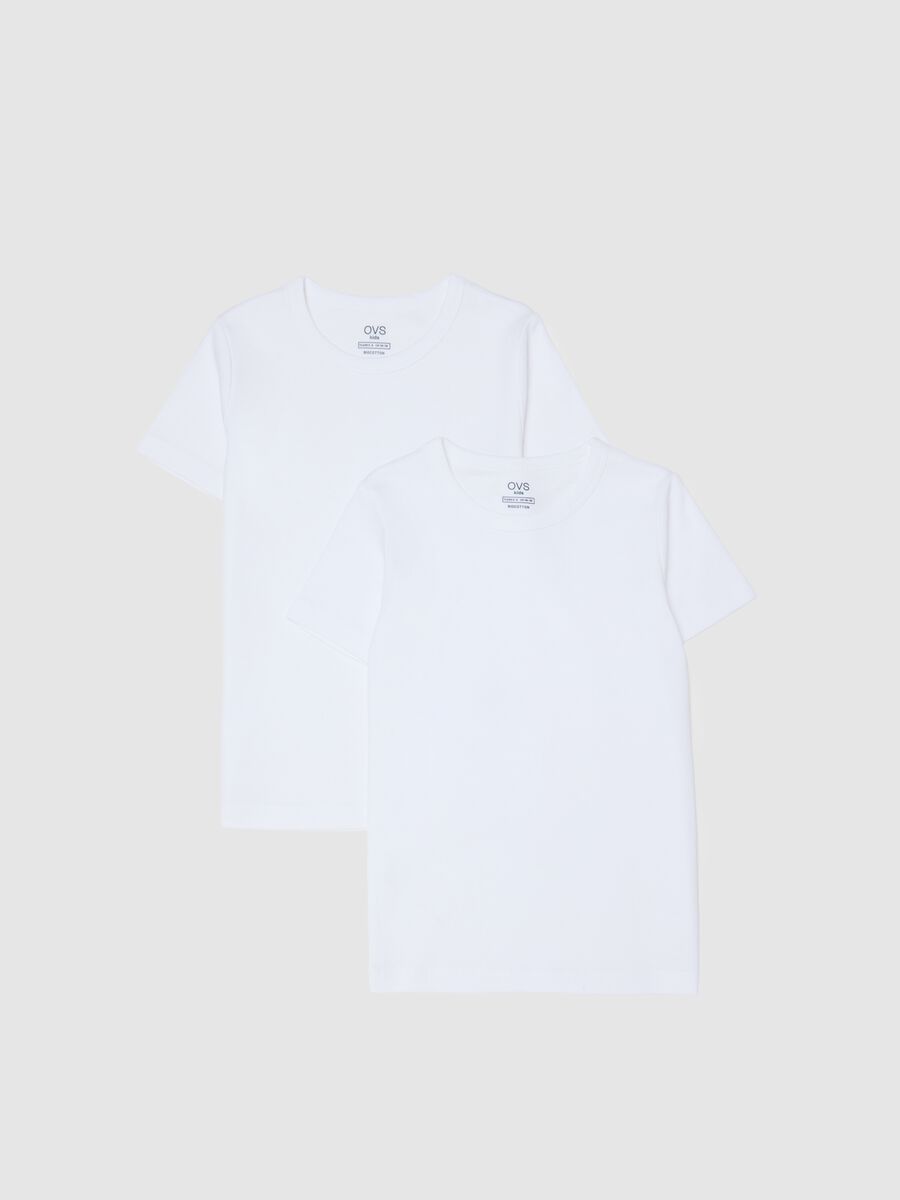 Two-Pack Short Sleeve White T-Shirt in Pure Cotton_0