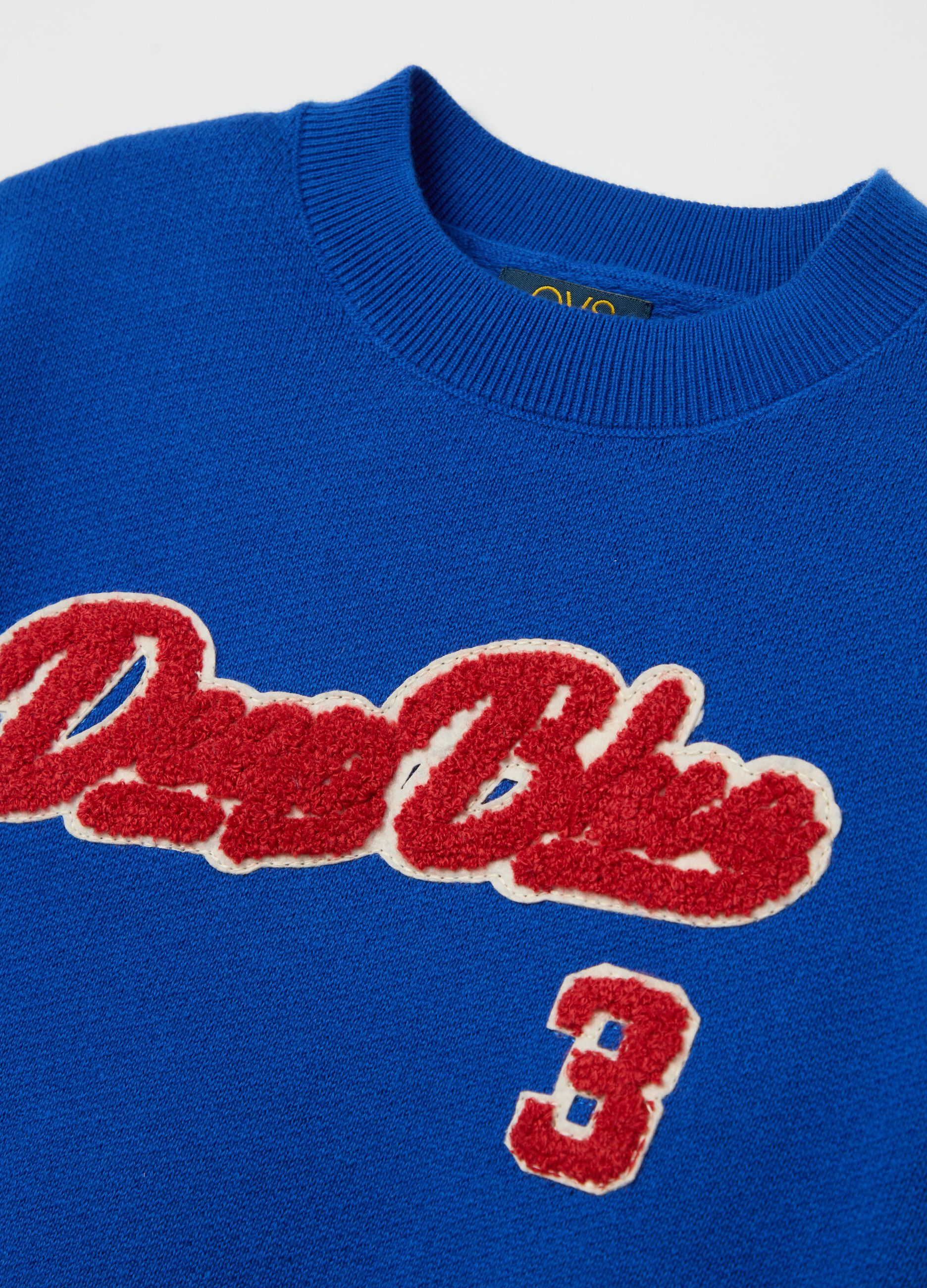 French terry sweatshirt with bouclé "Deep Blue" patch
