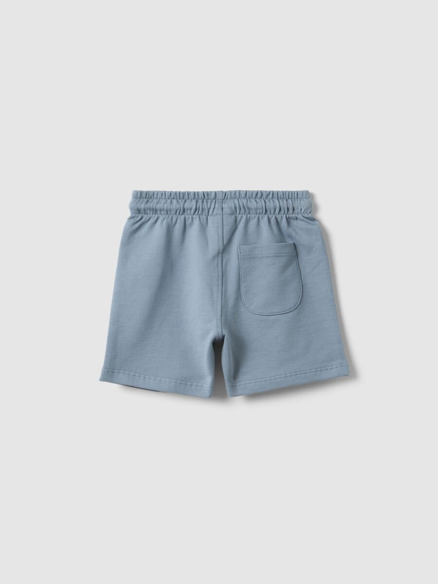 Sky blue pure cotton shorts for boys with regular fit and car design_1