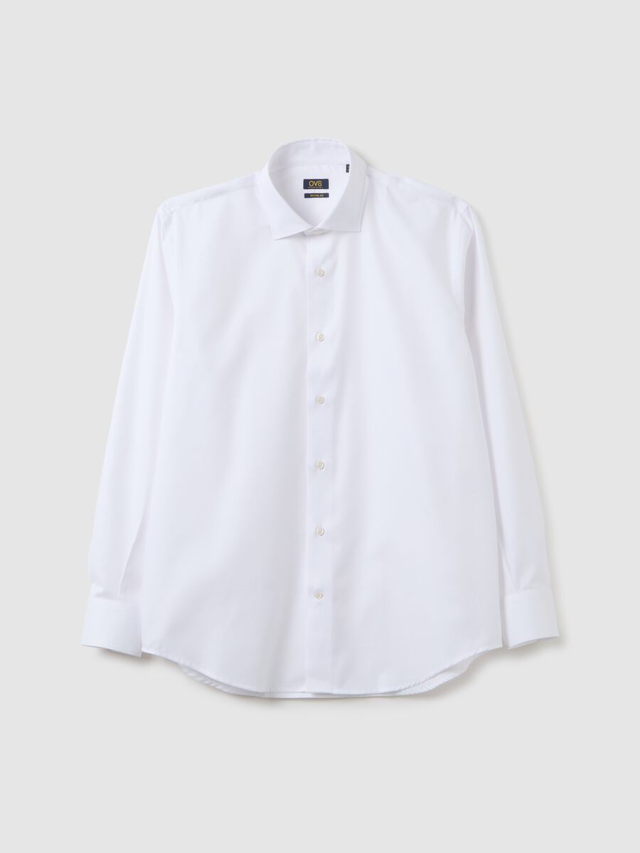 Camicia in puro cotone bianca regular fit easy iron_0