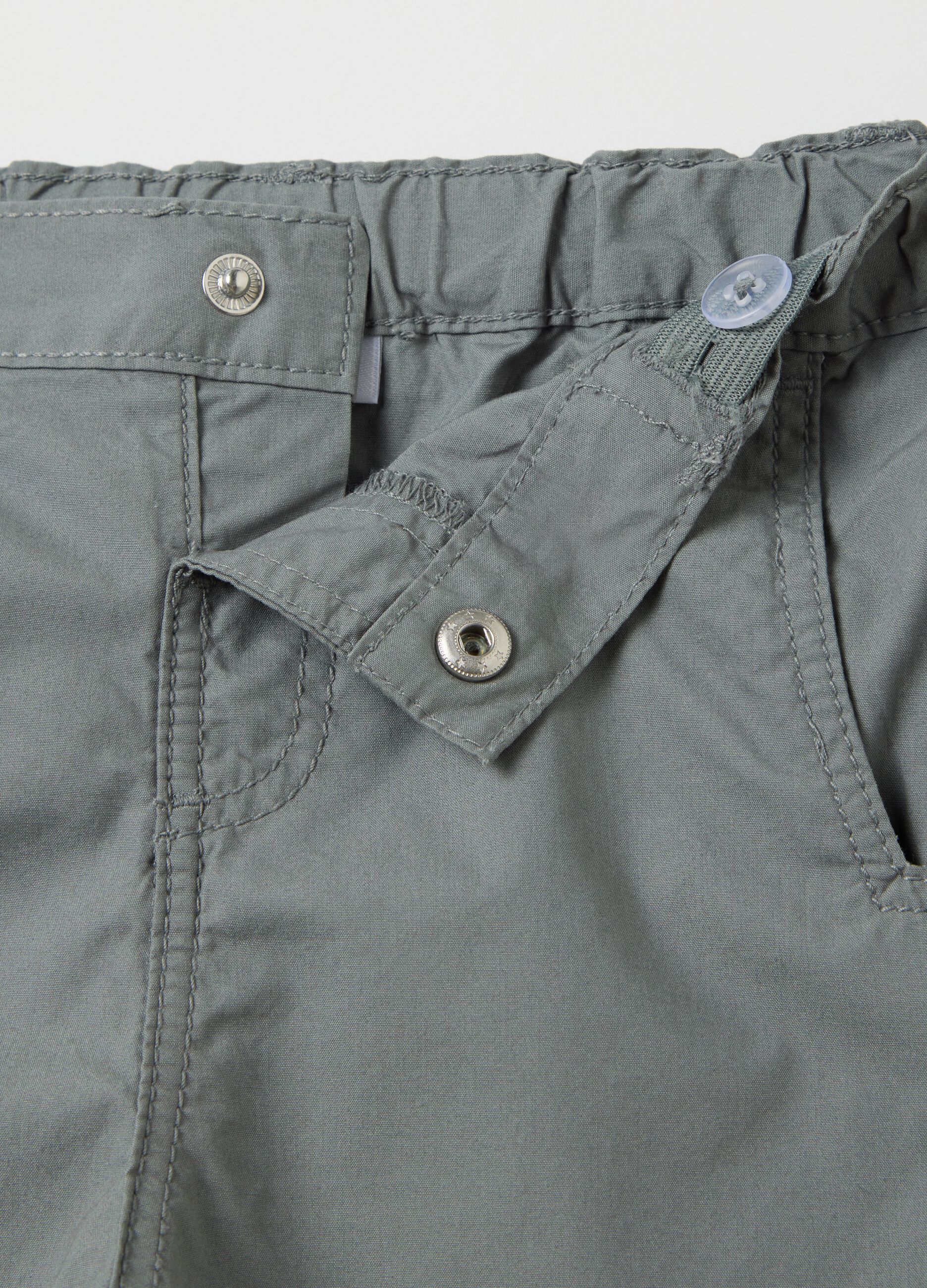 Poplin trousers with elasticated edging