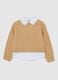 Maglione beige da bambina regular fit con lavorazione a maglia_0