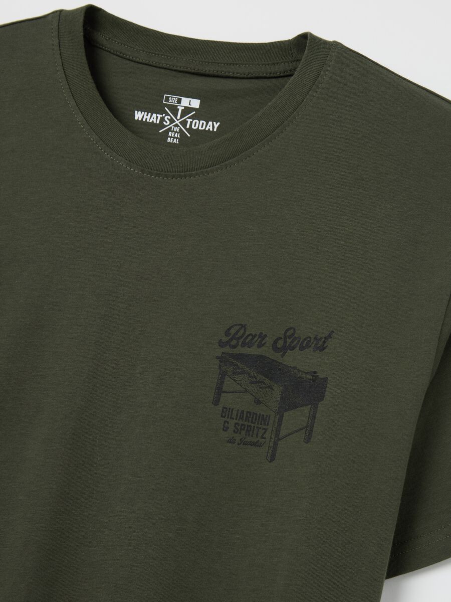 Cotton T-shirt with table football print_5