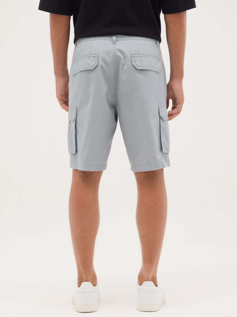 Pantaloncini da uomo in puro cotone grigio regular fit_2