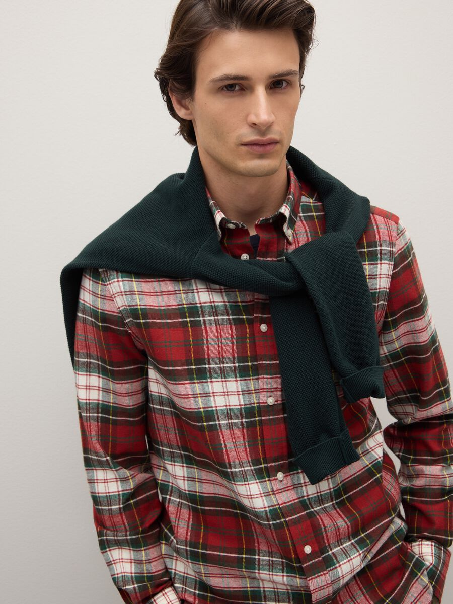 Multicolor check pure cotton regular fit flannel shirt_0