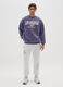 White cotton blend regular fit trousers with Los Angeles Lakers logo_0