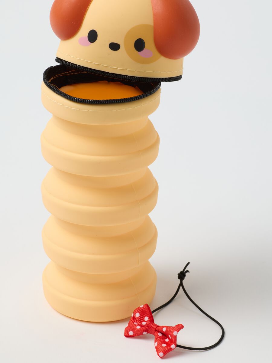 Orange silicone dog-shaped accessories holder for girls_2