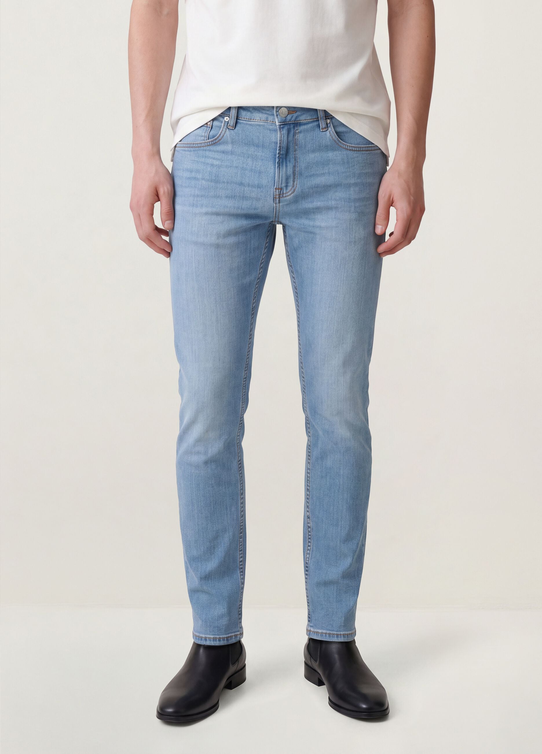 Light blue skinny stretch cotton jeans
