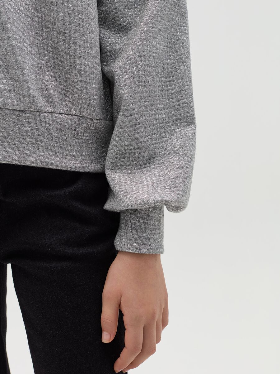 Crop sweatshirt in lurex with embroidered heart_1