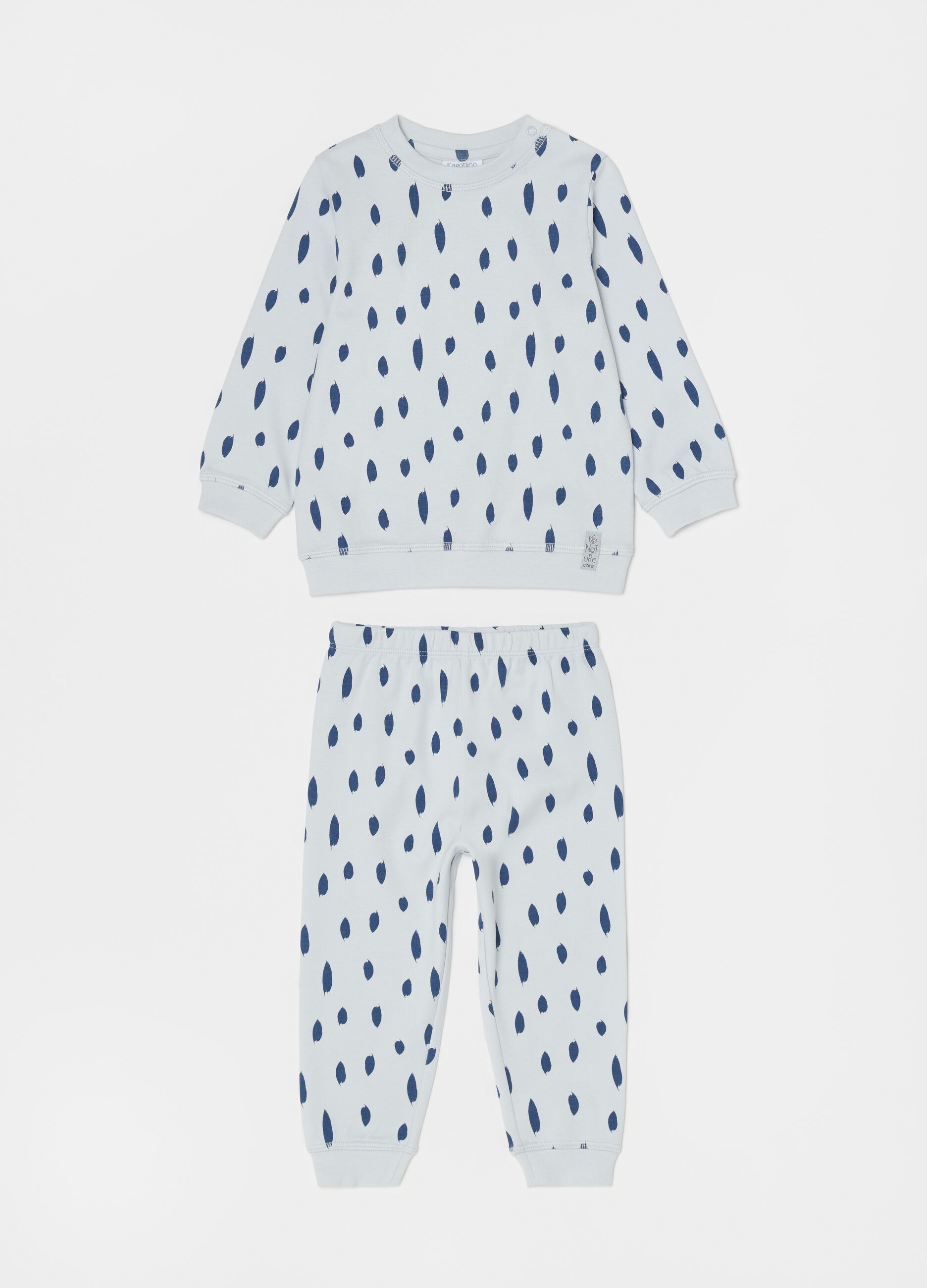 Long pyjamas in 100% cotton with foliage pattern