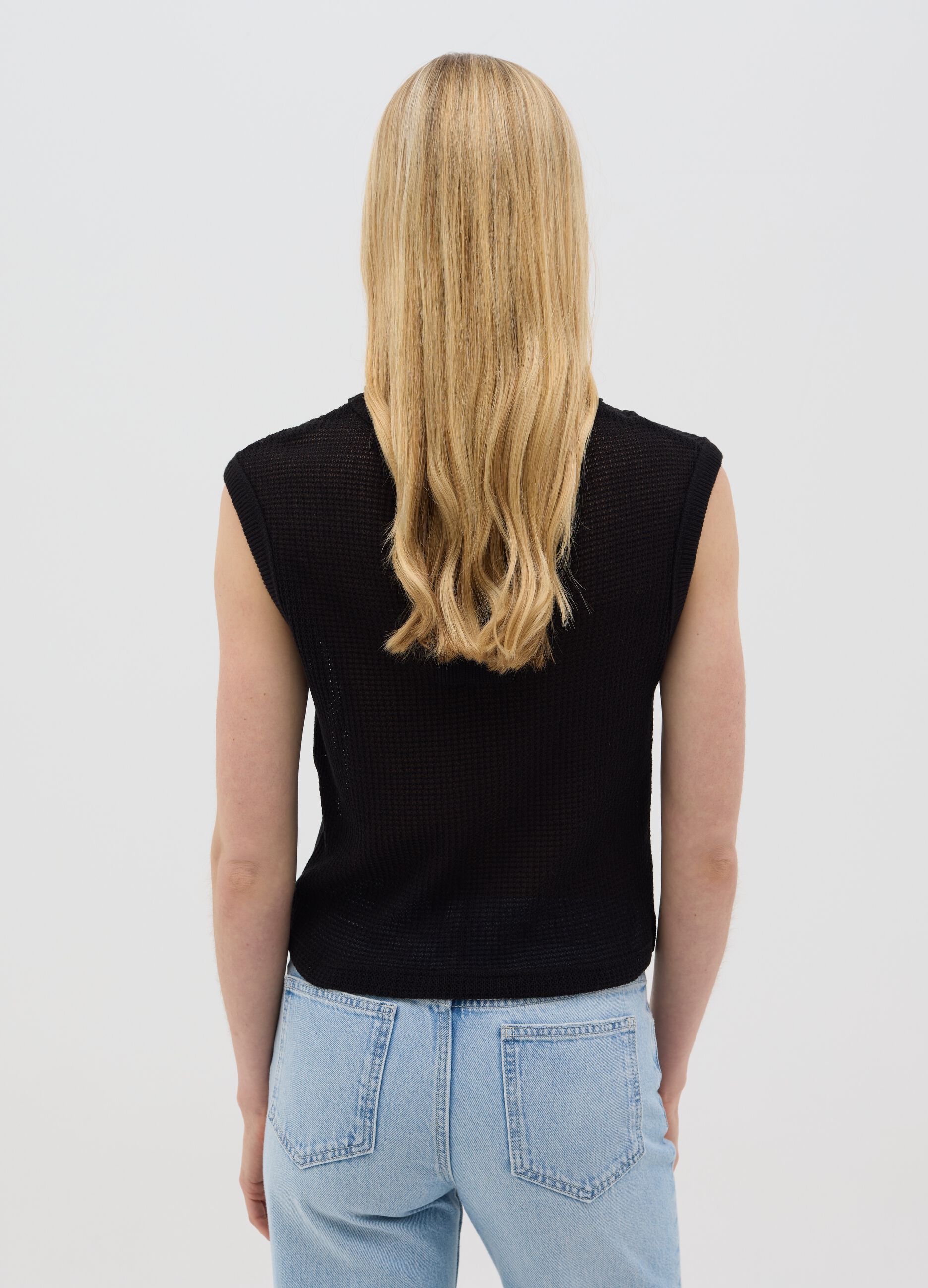 OVS Black Cotton Short Sleeve T-shirt