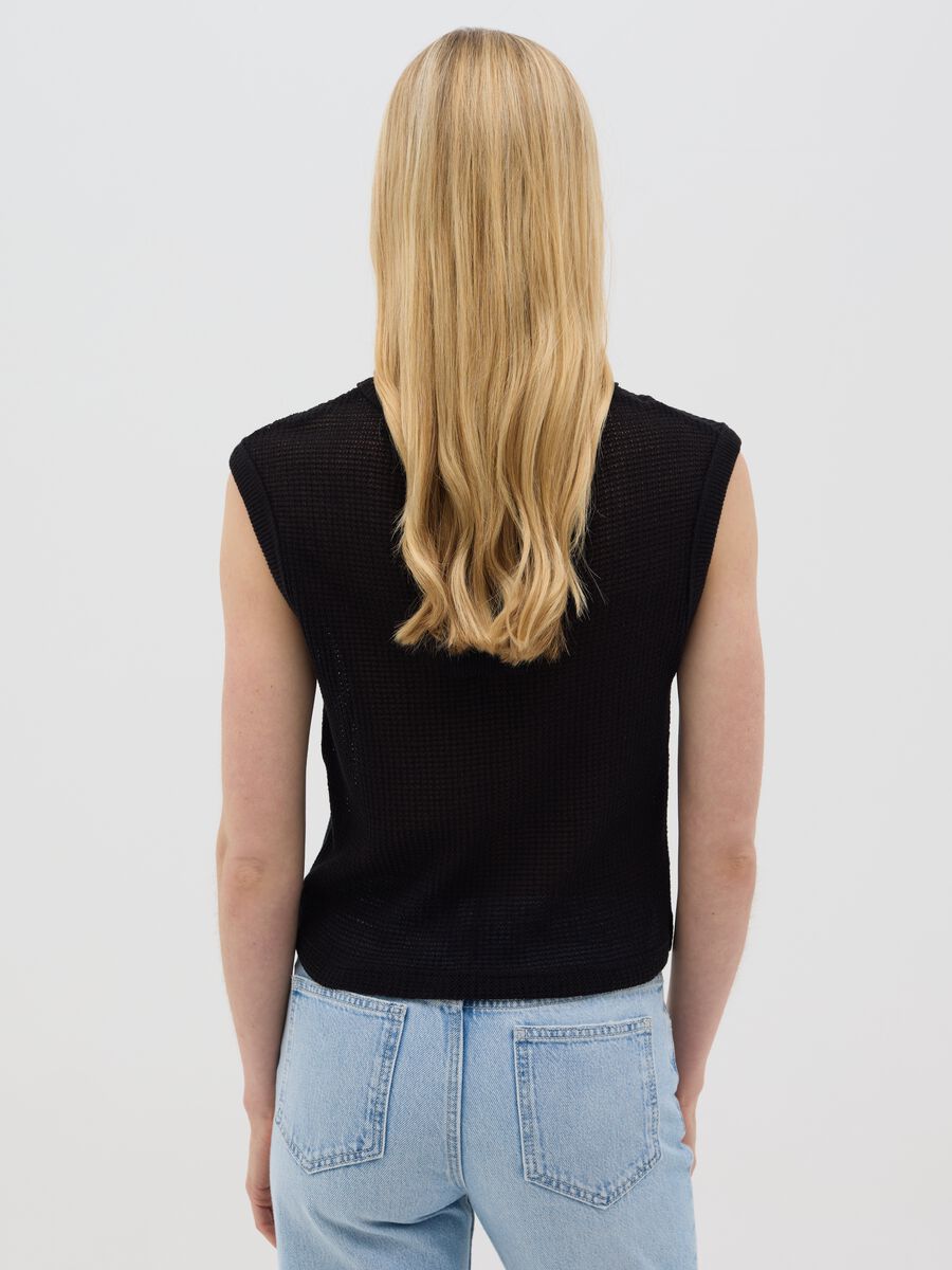 OVS Black Cotton Short Sleeve T-shirt_2