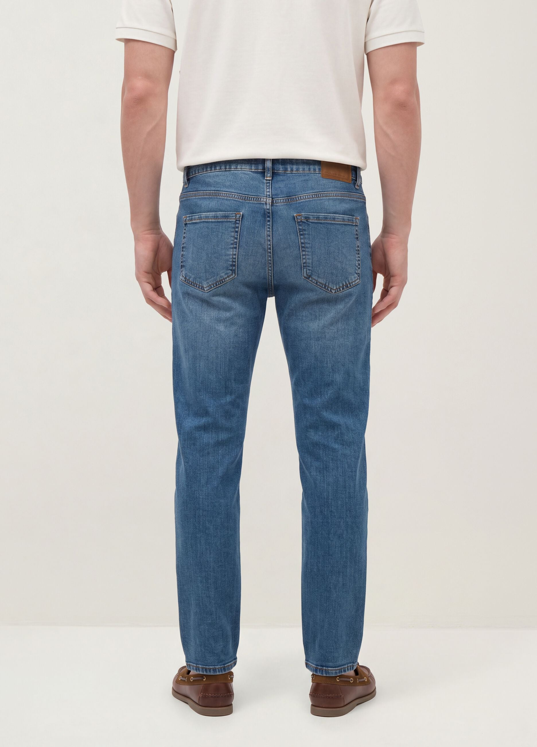 Blue denim jeans in stretch cotton, regular fit
