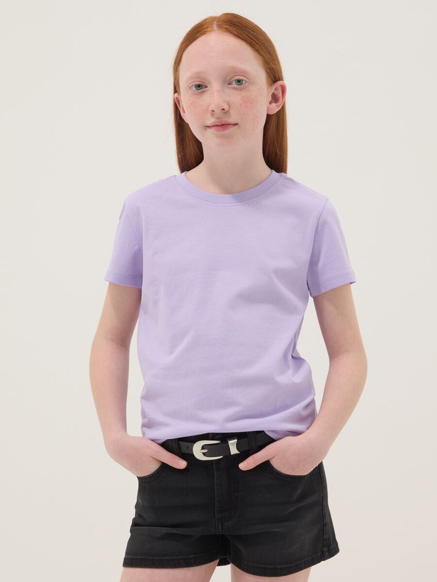 T-shirt in puro cotone viola da ragazza regular fit_0