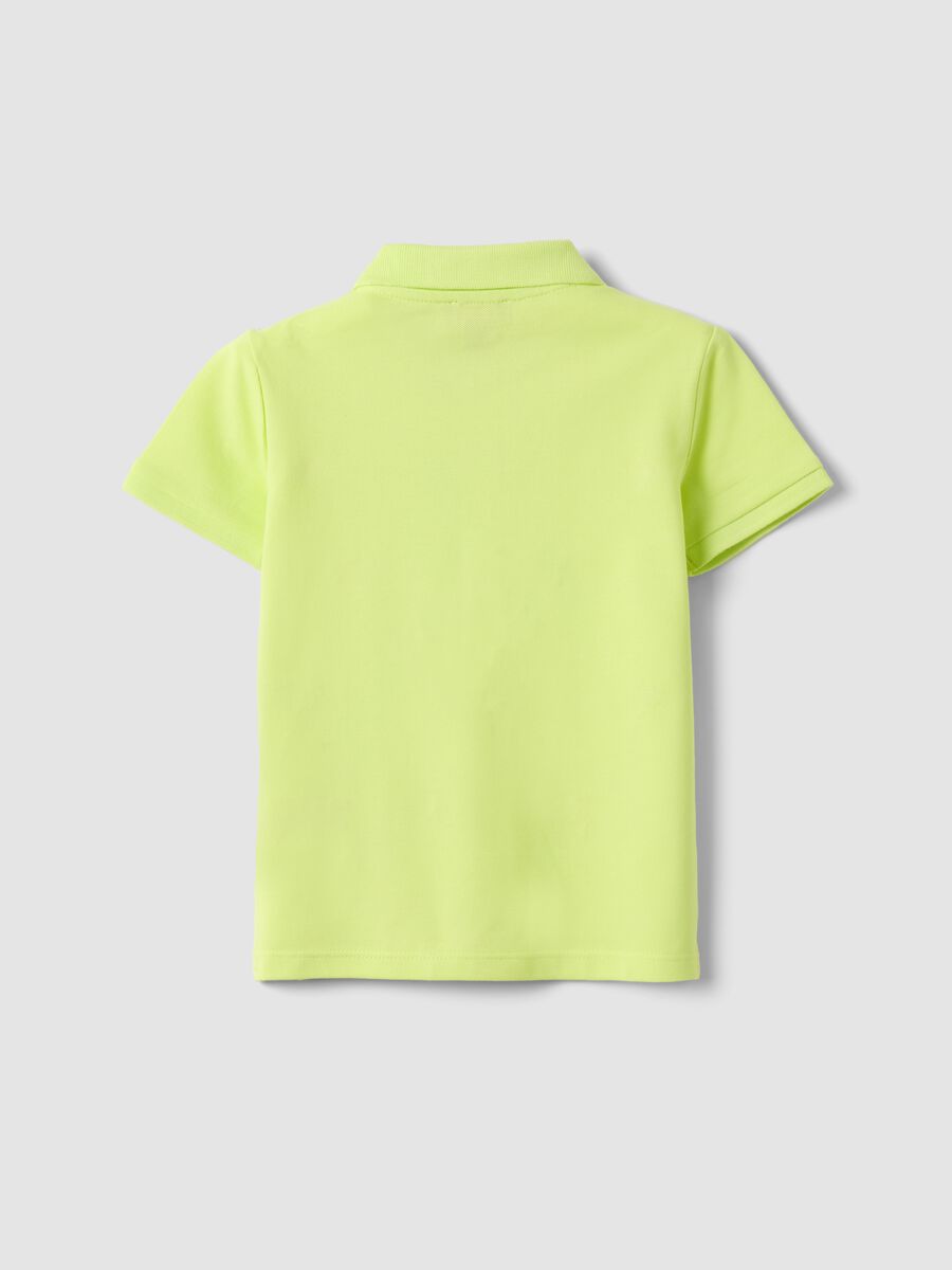 Girls' green pure cotton polo regular fit with embroidered flowers_4
