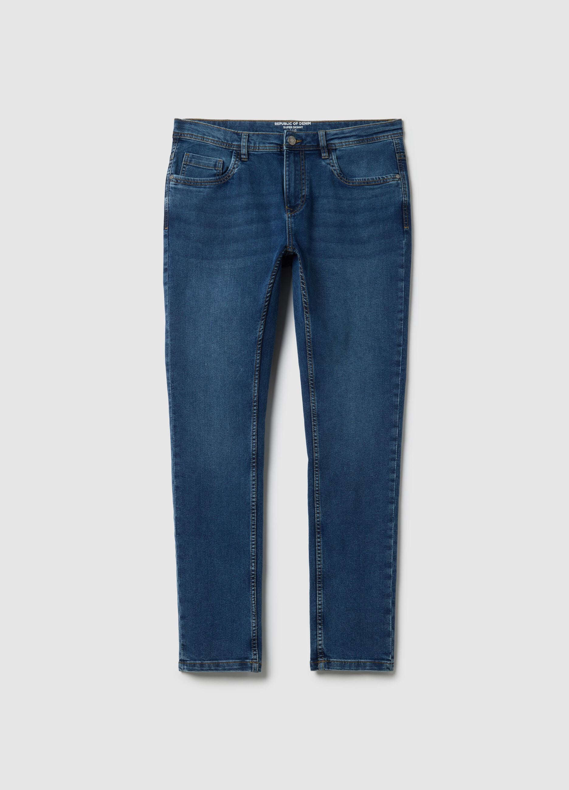 Super skinny blue cotton blend jeans
