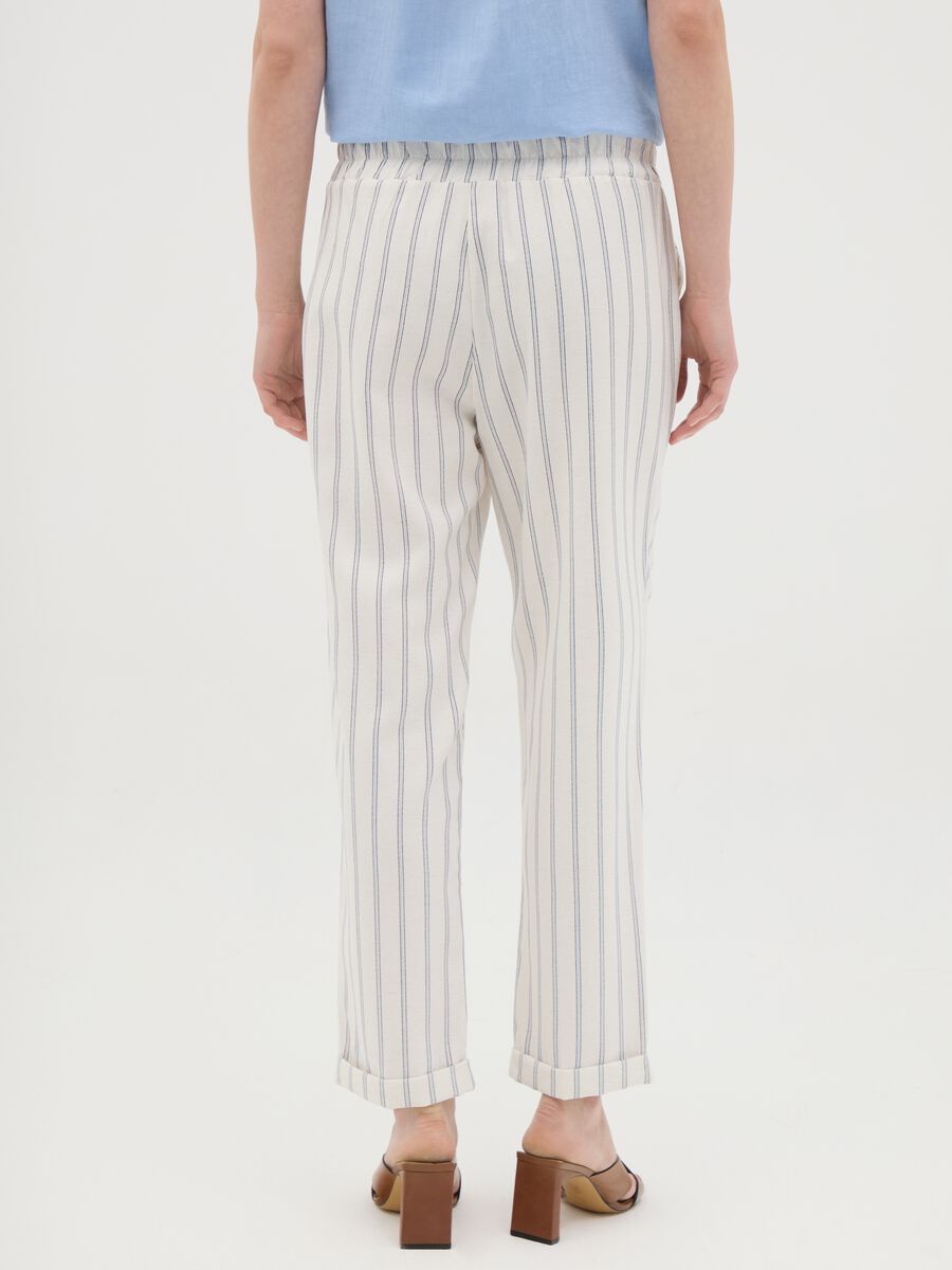 Women's multicolour linen blend trousers regular fit_3