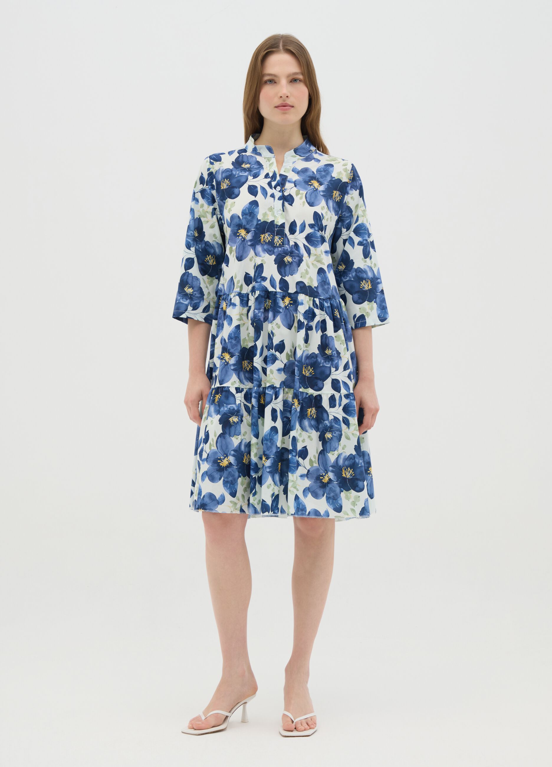 Women's Long Cotton Dress in Multicolour Regular Fit
