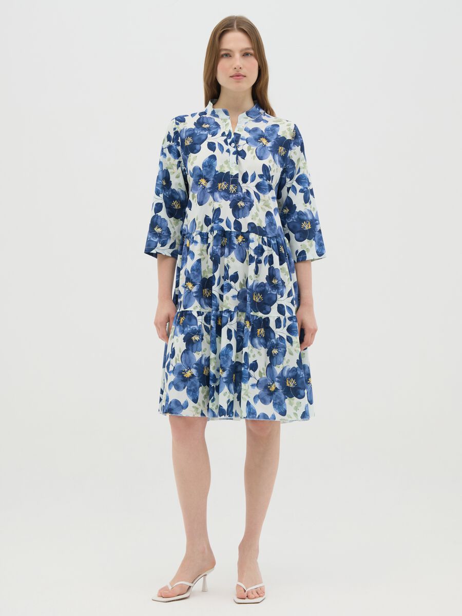 Women's Long Cotton Dress in Multicolour Regular Fit_0